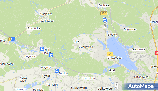 mapa Zwonowice, Zwonowice na mapie Targeo