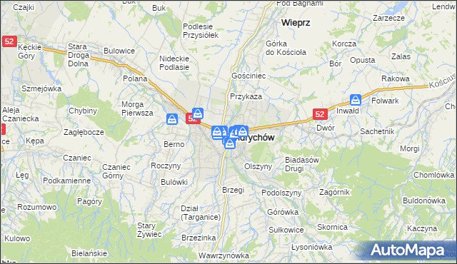 mapa Andrychów, Andrychów na mapie Targeo