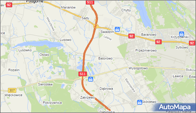 mapa Batorowo gmina Tarnowo Podgórne, Batorowo gmina Tarnowo Podgórne na mapie Targeo