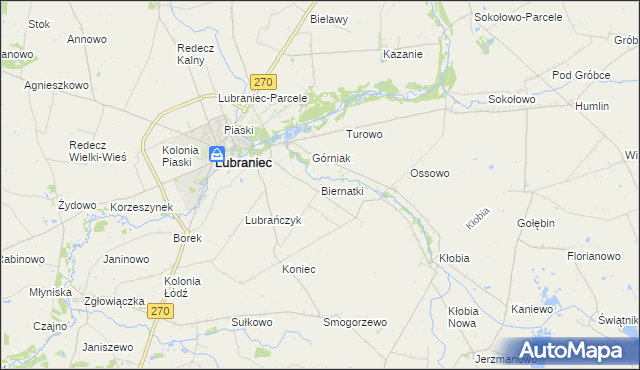 mapa Biernatki gmina Lubraniec, Biernatki gmina Lubraniec na mapie Targeo