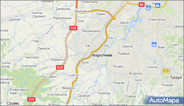 mapa Boguchwała powiat rzeszowski, Boguchwała powiat rzeszowski na mapie Targeo