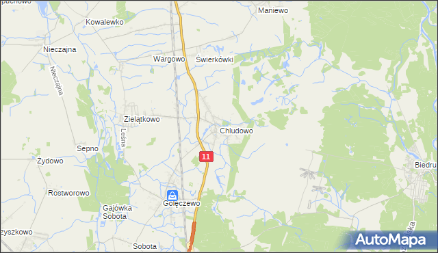 mapa Chludowo, Chludowo na mapie Targeo