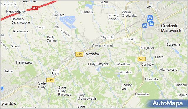mapa Chylice gmina Jaktorów, Chylice gmina Jaktorów na mapie Targeo