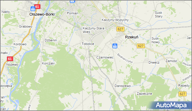 mapa Czarnowiec gmina Rzekuń, Czarnowiec gmina Rzekuń na mapie Targeo