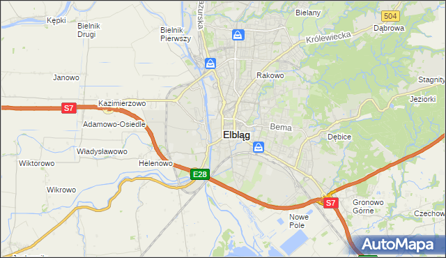 mapa Elbląga, Elbląg na mapie Targeo