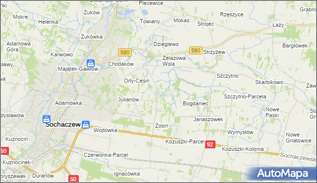 mapa Feliksów gmina Sochaczew, Feliksów gmina Sochaczew na mapie Targeo