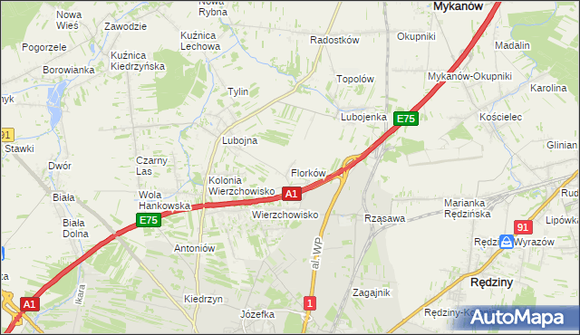 mapa Florków, Florków na mapie Targeo
