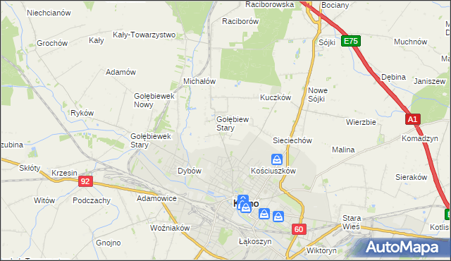 mapa Gołębiew Nowy, Gołębiew Nowy na mapie Targeo