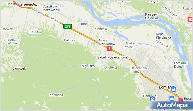 mapa Izabelin-Dziekanówek, Izabelin-Dziekanówek na mapie Targeo