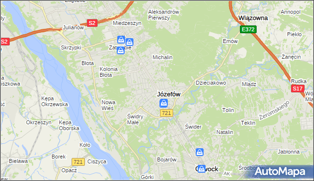 mapa Józefów powiat otwocki, Józefów powiat otwocki na mapie Targeo