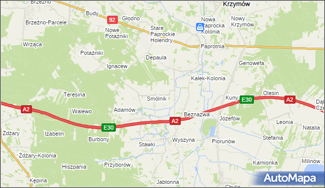 mapa Kałek gmina Krzymów, Kałek gmina Krzymów na mapie Targeo