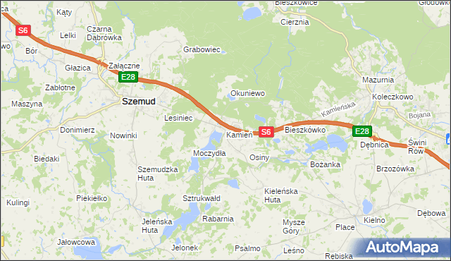 mapa Kamień gmina Szemud, Kamień gmina Szemud na mapie Targeo