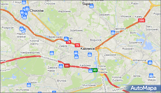 mapa Katowic, Katowice na mapie Targeo