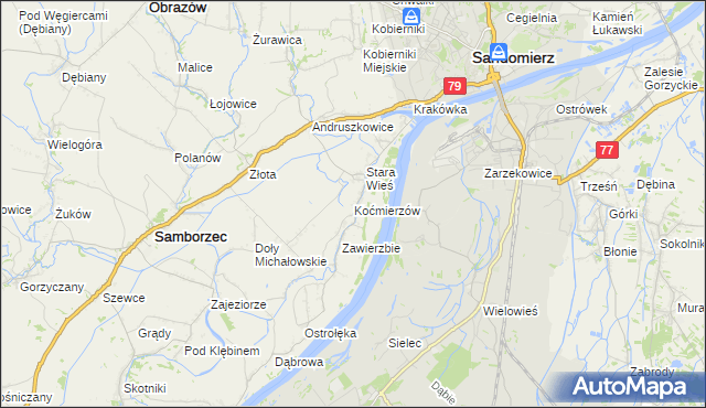 mapa Koćmierzów, Koćmierzów na mapie Targeo