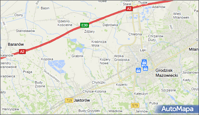 mapa Kozery Nowe, Kozery Nowe na mapie Targeo