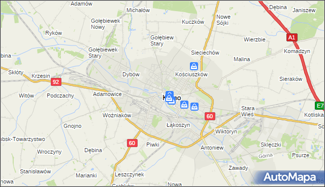 mapa Kutno, Kutno na mapie Targeo