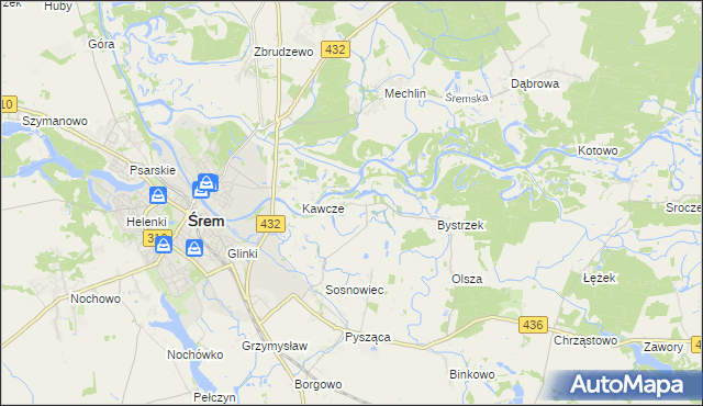 mapa Łęg gmina Śrem, Łęg gmina Śrem na mapie Targeo