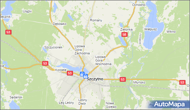 mapa Lipowa Góra Wschodnia, Lipowa Góra Wschodnia na mapie Targeo
