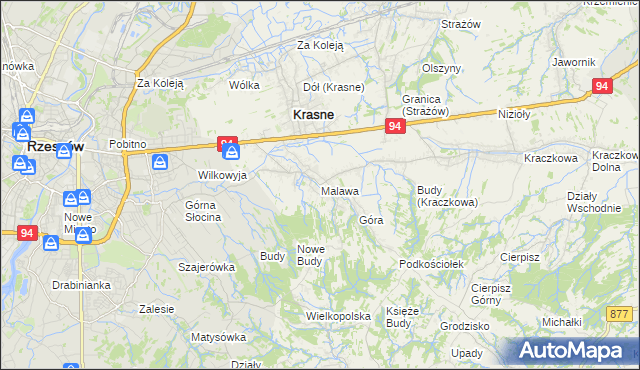 mapa Malawa gmina Krasne, Malawa gmina Krasne na mapie Targeo