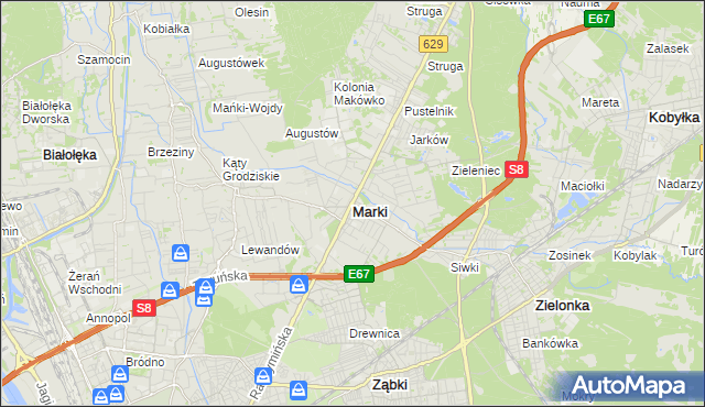 mapa Marki powiat wołomiński, Marki powiat wołomiński na mapie Targeo