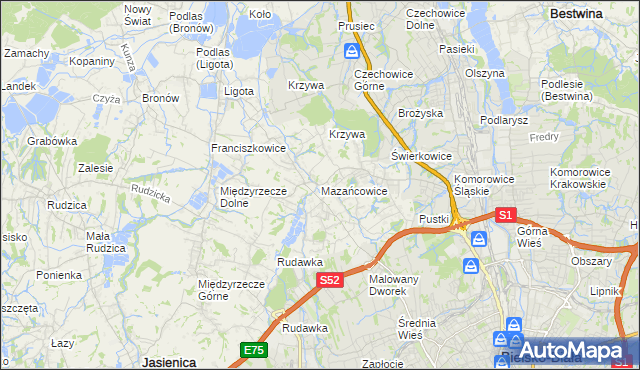 mapa Mazańcowice, Mazańcowice na mapie Targeo