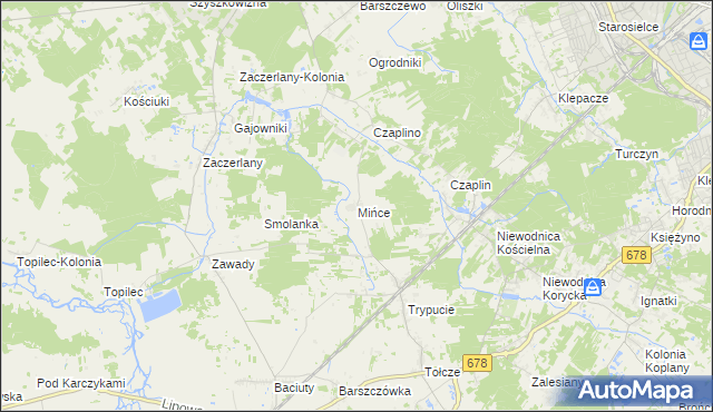 mapa Mińce, Mińce na mapie Targeo