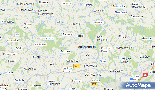 mapa Moszczenica powiat gorlicki, Moszczenica powiat gorlicki na mapie Targeo