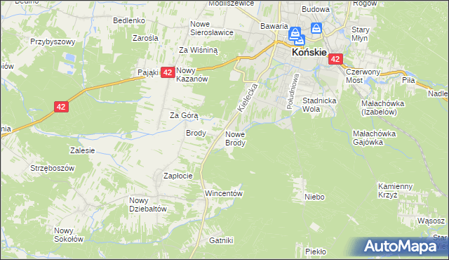 mapa Nowe Brody, Nowe Brody na mapie Targeo