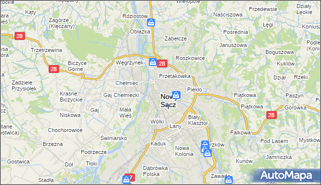 mapa Nowego Sącza, Nowy Sącz na mapie Targeo