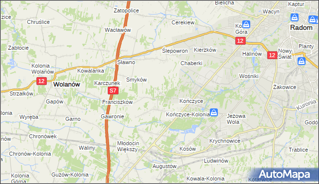 mapa Podkończyce, Podkończyce na mapie Targeo