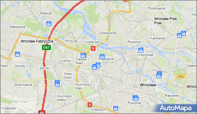 mapa Popowice gmina Wrocław, Popowice gmina Wrocław na mapie Targeo