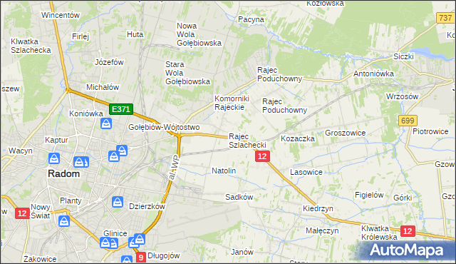 mapa Rajec Szlachecki, Rajec Szlachecki na mapie Targeo