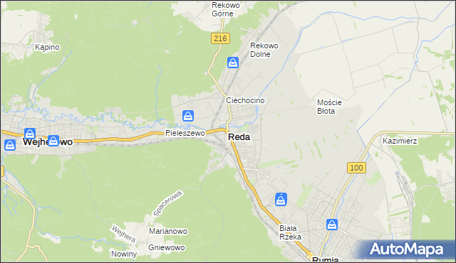 mapa Reda, Reda na mapie Targeo