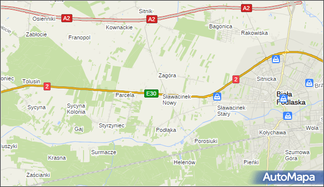 mapa Sławacinek Nowy, Sławacinek Nowy na mapie Targeo