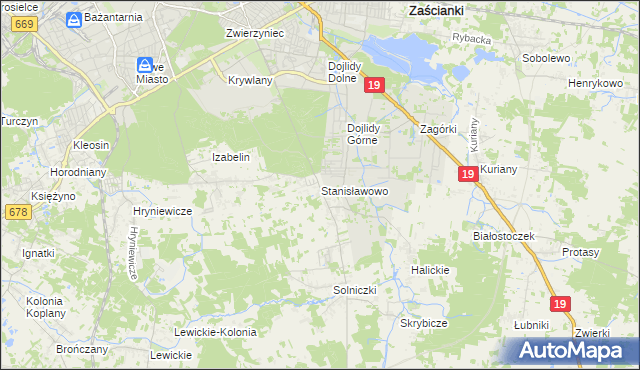 mapa Stanisławowo gmina Juchnowiec Kościelny, Stanisławowo gmina Juchnowiec Kościelny na mapie Targeo