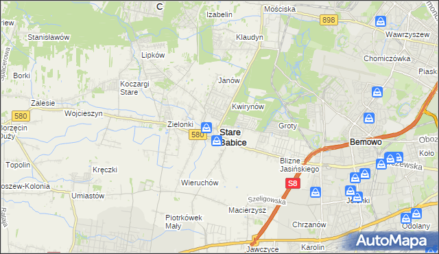 mapa Stare Babice, Stare Babice na mapie Targeo