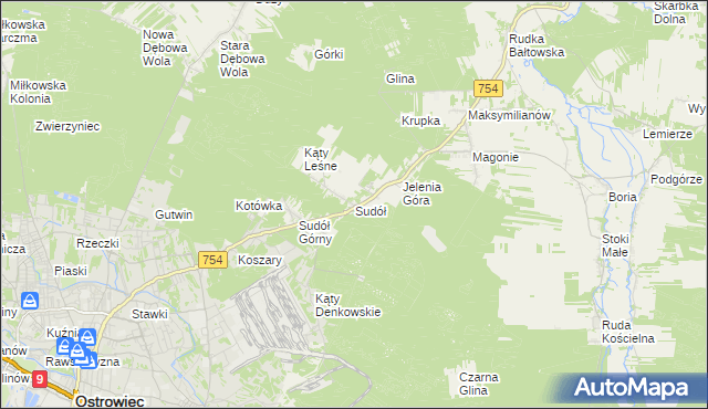 mapa Sudół gmina Bodzechów, Sudół gmina Bodzechów na mapie Targeo