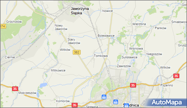 mapa Tomkowa, Tomkowa na mapie Targeo