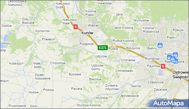 mapa Udziców, Udziców na mapie Targeo