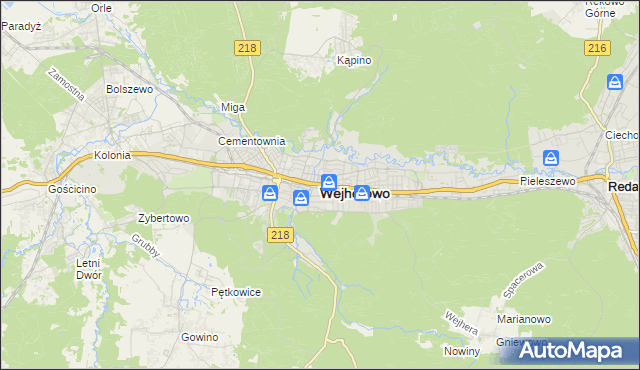 mapa Wejherowo, Wejherowo na mapie Targeo