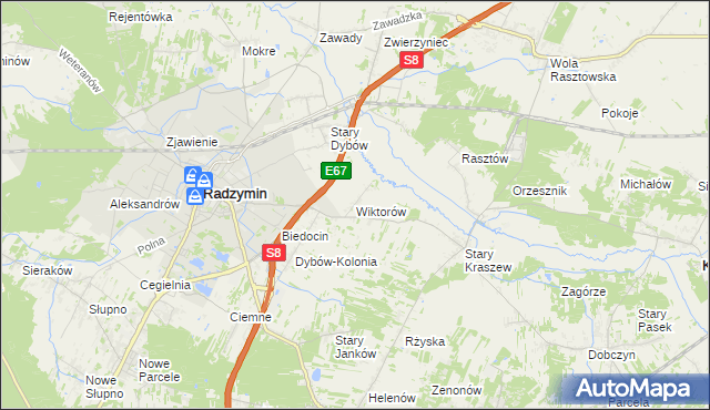 mapa Wiktorów gmina Radzymin, Wiktorów gmina Radzymin na mapie Targeo