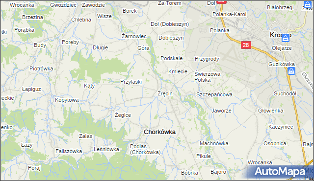 mapa Zręcin, Zręcin na mapie Targeo