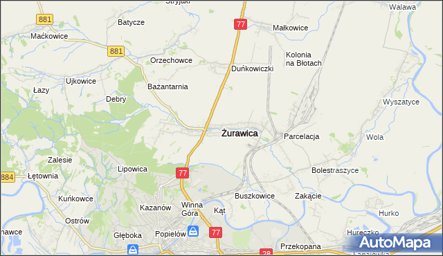 mapa Żurawica powiat przemyski, Żurawica powiat przemyski na mapie Targeo