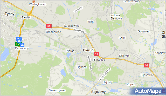 mapa Bieruń, Bieruń na mapie Targeo