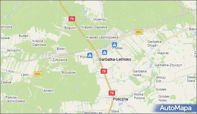 mapa Garbatka-Letnisko, Garbatka-Letnisko na mapie Targeo