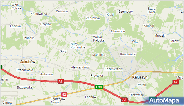 mapa Marianka gmina Kałuszyn, Marianka gmina Kałuszyn na mapie Targeo