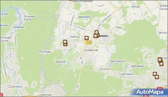 mapa Myślęcinek, Myślęcinek na mapie Targeo