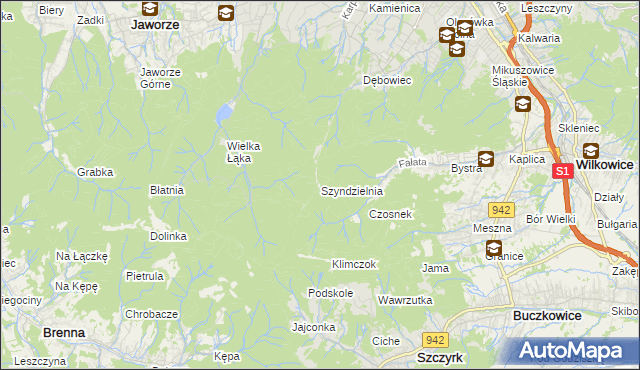 mapa Szyndzielnia, Szyndzielnia na mapie Targeo