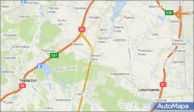 mapa Słomin gmina Raszyn, Słomin gmina Raszyn na mapie Targeo