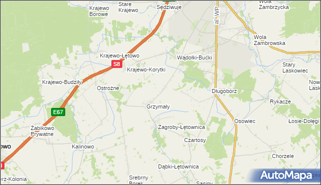 mapa Wądołki-Borowe, Wądołki-Borowe na mapie Targeo